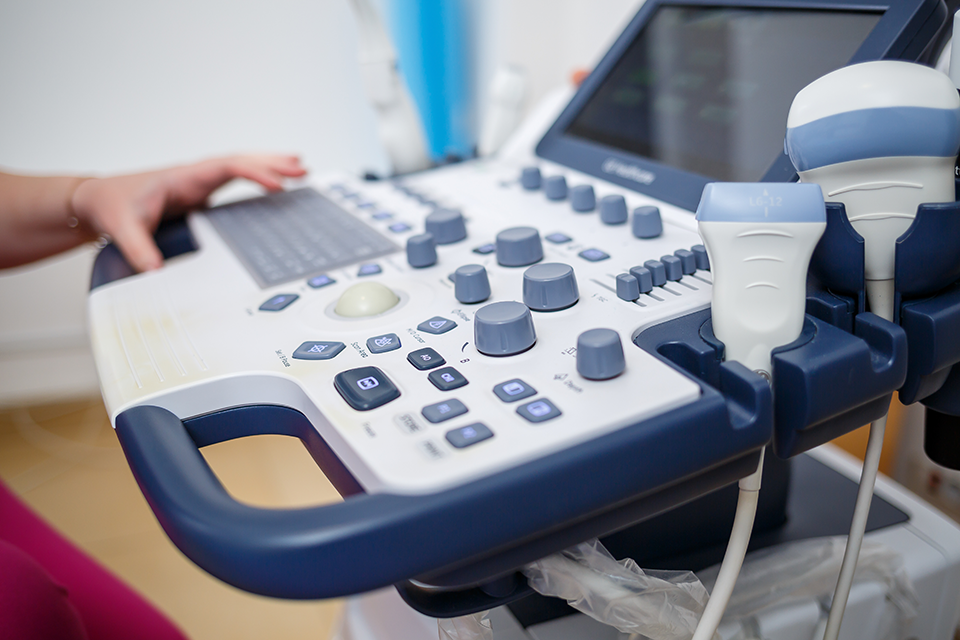 An endovaginal ultrasound being conducted