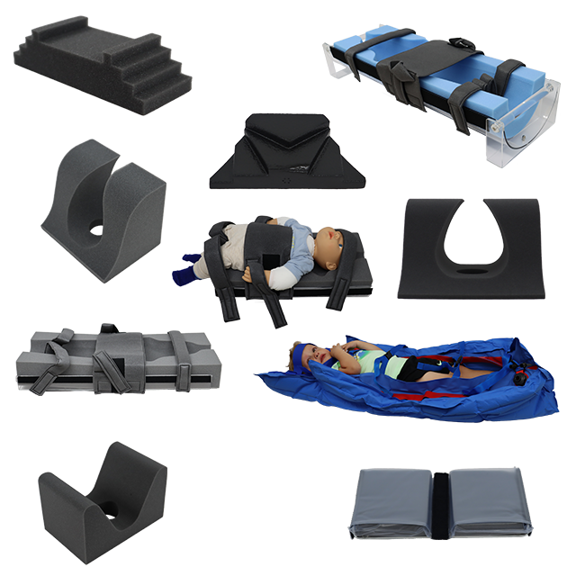 A photo of various Domico Med-Device pediatric positioning aids.