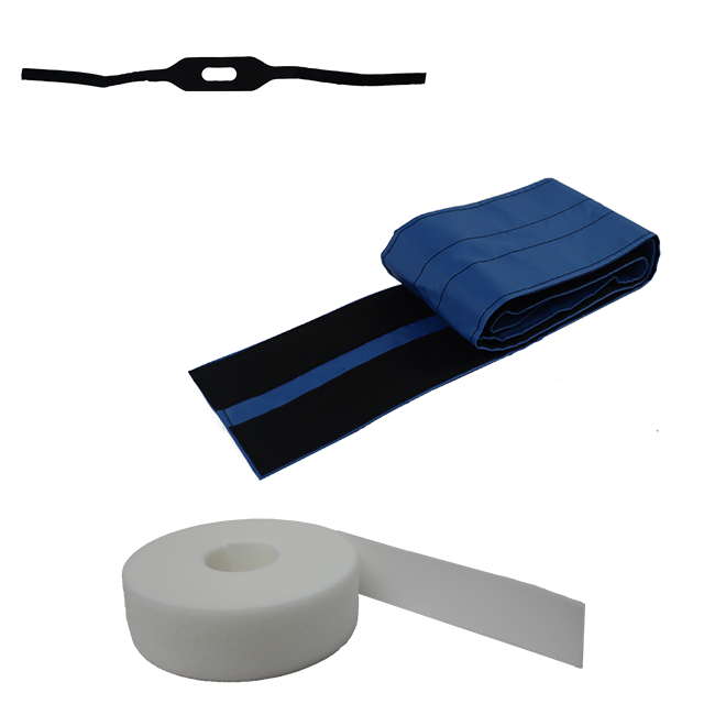 A photo of various patient positioning straps.